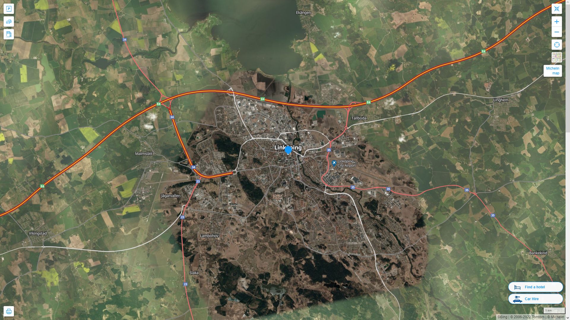Linkoping Highway and Road Map with Satellite View